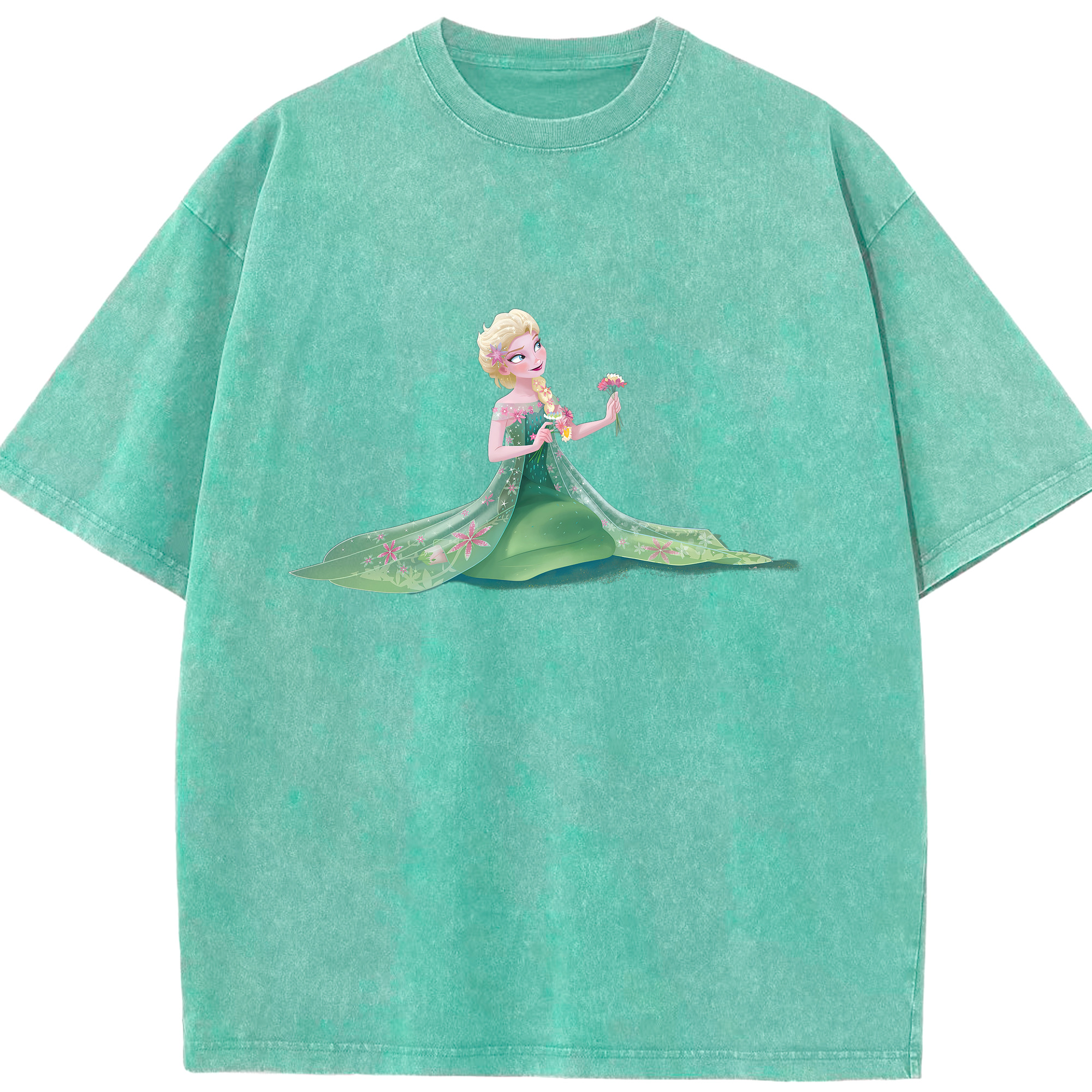 （画像用） アナと雪の女王 アンナ エルサ Frozen Anna Elsa 綿100% ヴィンテージ風 半袖Tシャツ（フロントプリント）